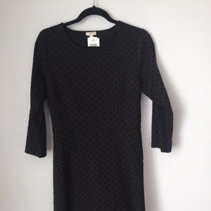 Talbots Black Ponte Knit and velvet dot Dress